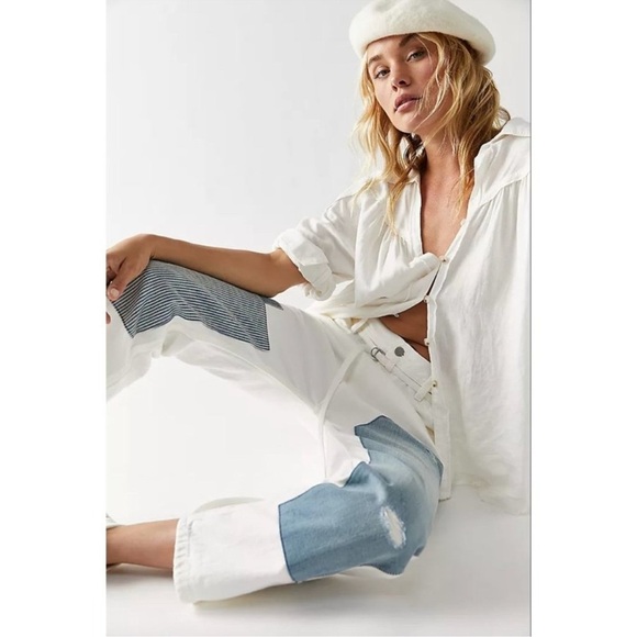 Free People Denimist Carpenter Drop Pants Jean Utility Baggy Low Rise Pants 25 - Picture 3 of 11